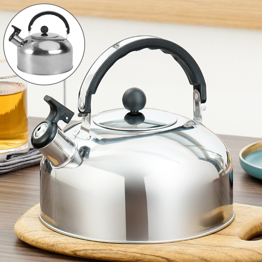2L Stainless Steel Whistling Camping Kettle Cordless Gas Hob Kitchen Teapot UK