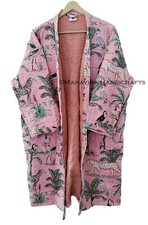 women winter wear Jungle Print Baby Pink Indian cotton kantha mid length Jacket