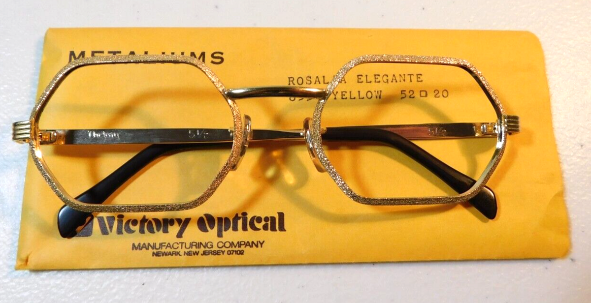 Vintage 5 Pc. Lot VICTORY OPTICAL Rosalia Yellow 52/20 Eyeglass