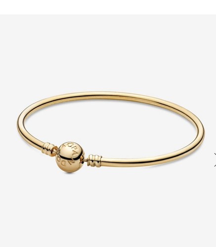 Genuine New Pandora Moments 14ct 14k Gold Bangle Bracelet 550713 21cm Box & Bag