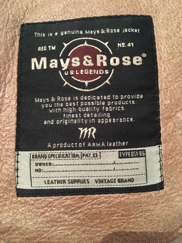 Mays and Rose Men’s Us Legends Distressed Leather Pilot Jacket Fur Lined Size 50 - Picture 12 of 12