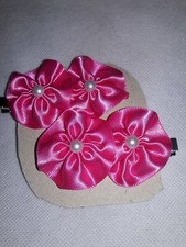 Pink Flower Girl Barrettes Homemade