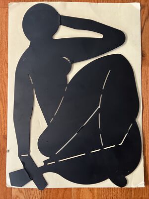 Vintage Matte Black Cut Metal Modern Wall Art Matisse Style Abstract 14'' x 20''