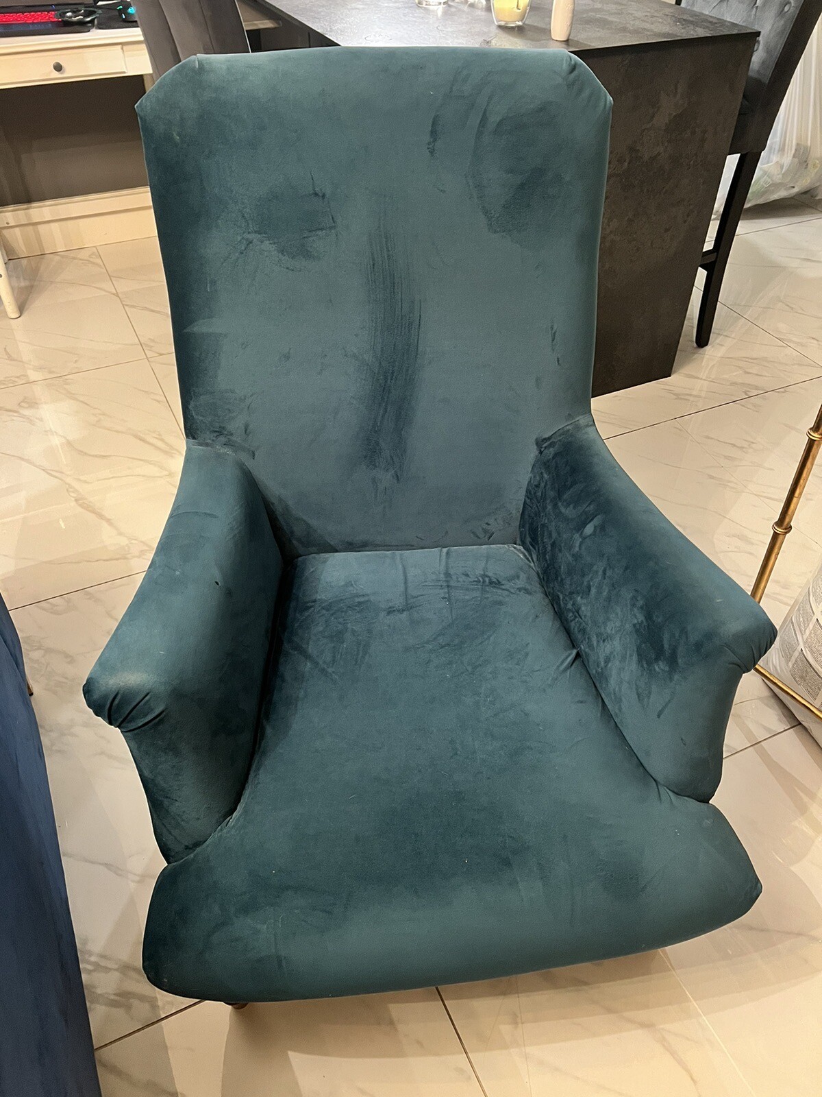 Green Velvet Armchair eBay