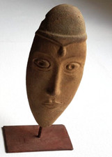 Ton Maske Kopfschmuck Stilisiert Gesicht St&auml;nder Eisen 1980er Vintage