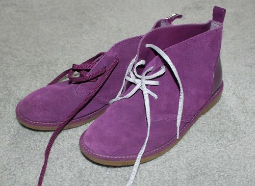 Lands' End Youth Girls Sz 4M Adolescent Lace up Booties Purple suede leather EUC - Picture 1 of 12
