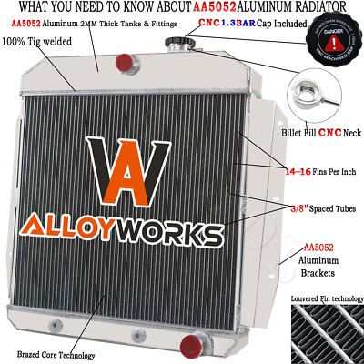 Aluminum 3 Row Radiator for 1955-59 56 Chevy GMC C/K 100 150 Truck Pickup Apache