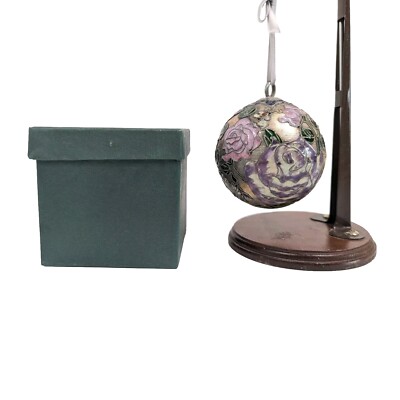 Victorian Enameling Cloisonné Flowers & Insects Round 3'' Ornament w/Box NYCO Int