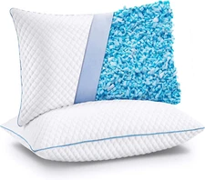 Cooling Bed Pillows Queen Size Set of 2, Shredded Memory Foam Pillows Cool Cold