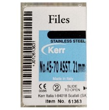  6-Pieces Kerr K-Files Hand Files Size-45-70 Assorted Length-21mm 61363