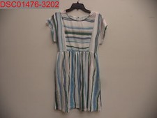 NWOT - Women's Blue Striped Colorblock Round Neckline Pocket Mini Dress, Size S