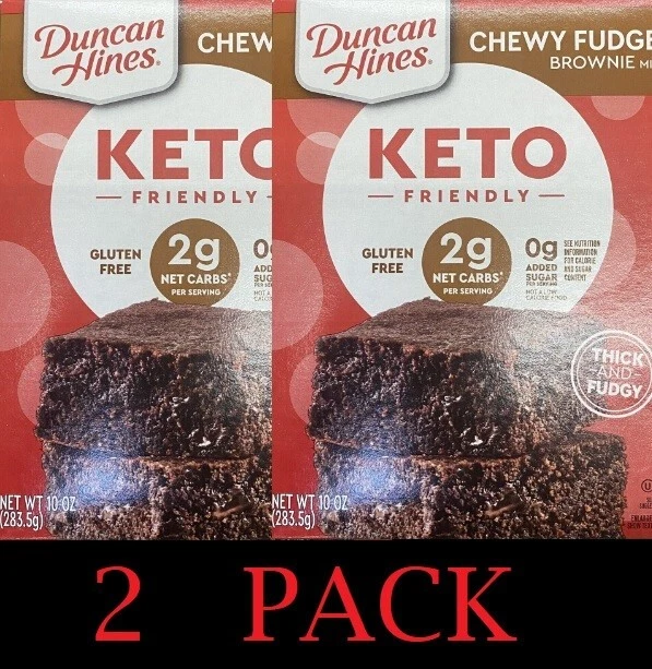 2x Duncan Hines KETO FRIENDLY CHEWY FUDGE BROWNIE Baking Mix 10 Oz Box - 2 PACK