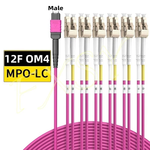 1-20M MPO Male to 6*LC Duplex 12 core OM4 Breakout Fan Optical Fiber Jumper