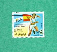 1 TIMBRE SAHARA OCC. R.A.S.D. CORREOS 1990 FOOTBALL ARGENTINE 1978 ESPAGNE 1982