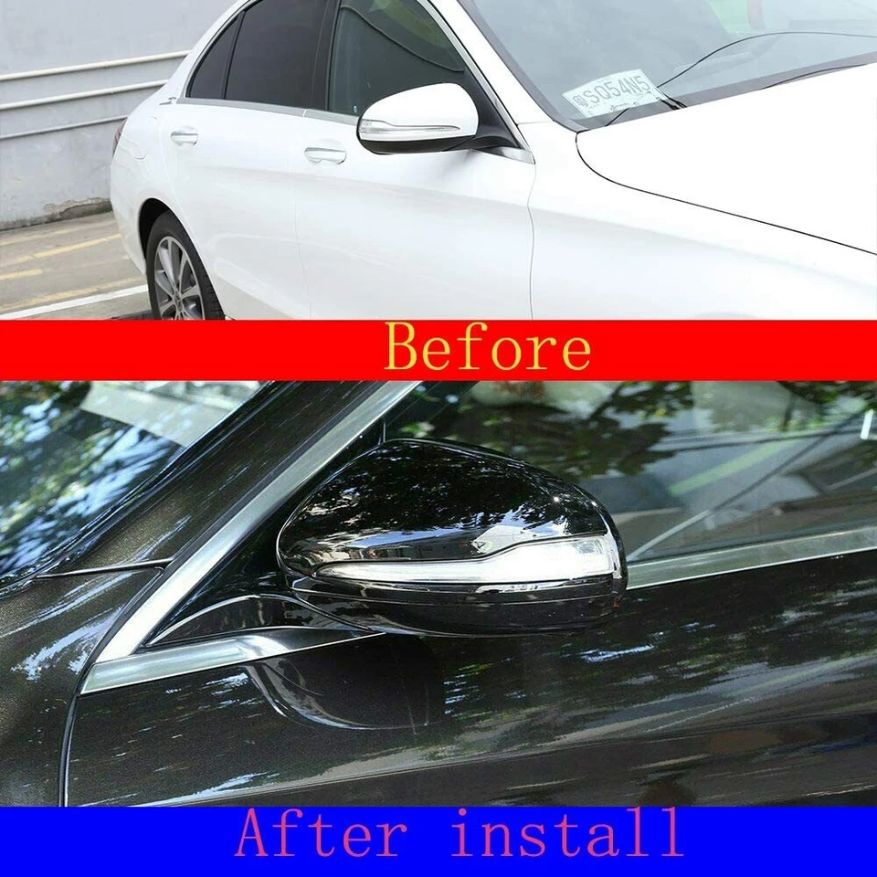 RHD Gloss Black Mirror Caps Wing Mirrors For Mercedes C W205 E W213 GLC X253 UK - Image 3 of 4