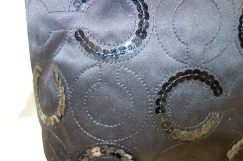 Coach Black Sequins Signature C Shoulder Bag Purse F25470 - Picture 4 of 12