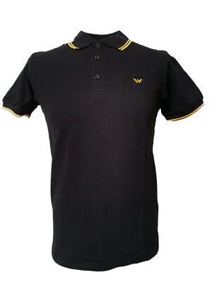 Warrior UK England Pique Polo Shirt Black Yellow Slim-Fit Skinhead