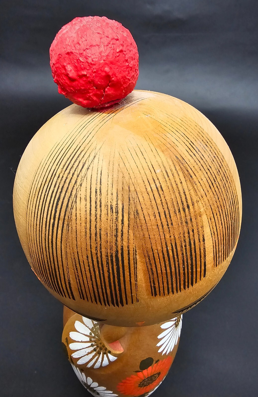 Large Japanese Kokeshi Doll Hand-Painted  11" Stamped & Numbered on Bottom Vtg