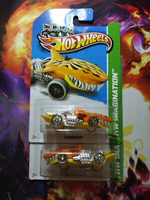 (2) 2013 Hot Wheels HW Imagination Series Orange SHARKRUISER Variant.HTF. Rare.