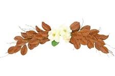 Artificial Magnolia Leaf Swag Brown Magnolia Leaves with White Peony Flowers