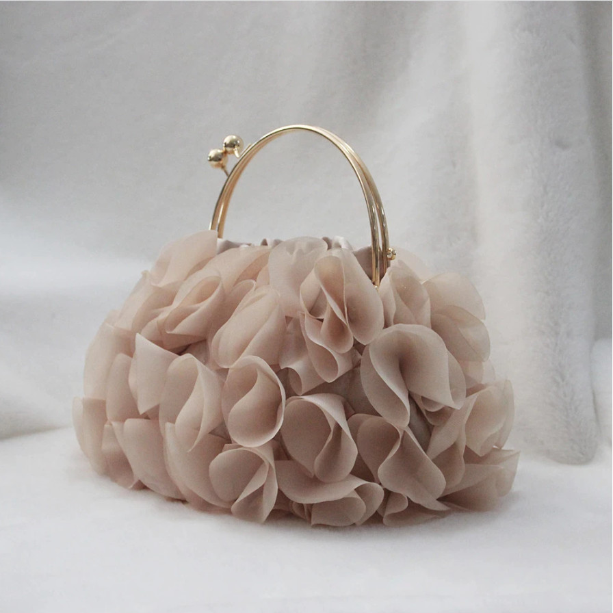 Mujer Flor Satén Noche Clutch Boda Baile de graduación Nupcial Bolso Monedero Cartera