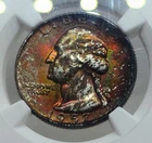 1957 D Silver Washington Quarter NGC MS66 Rainbow Toned Monster Vibrant Color