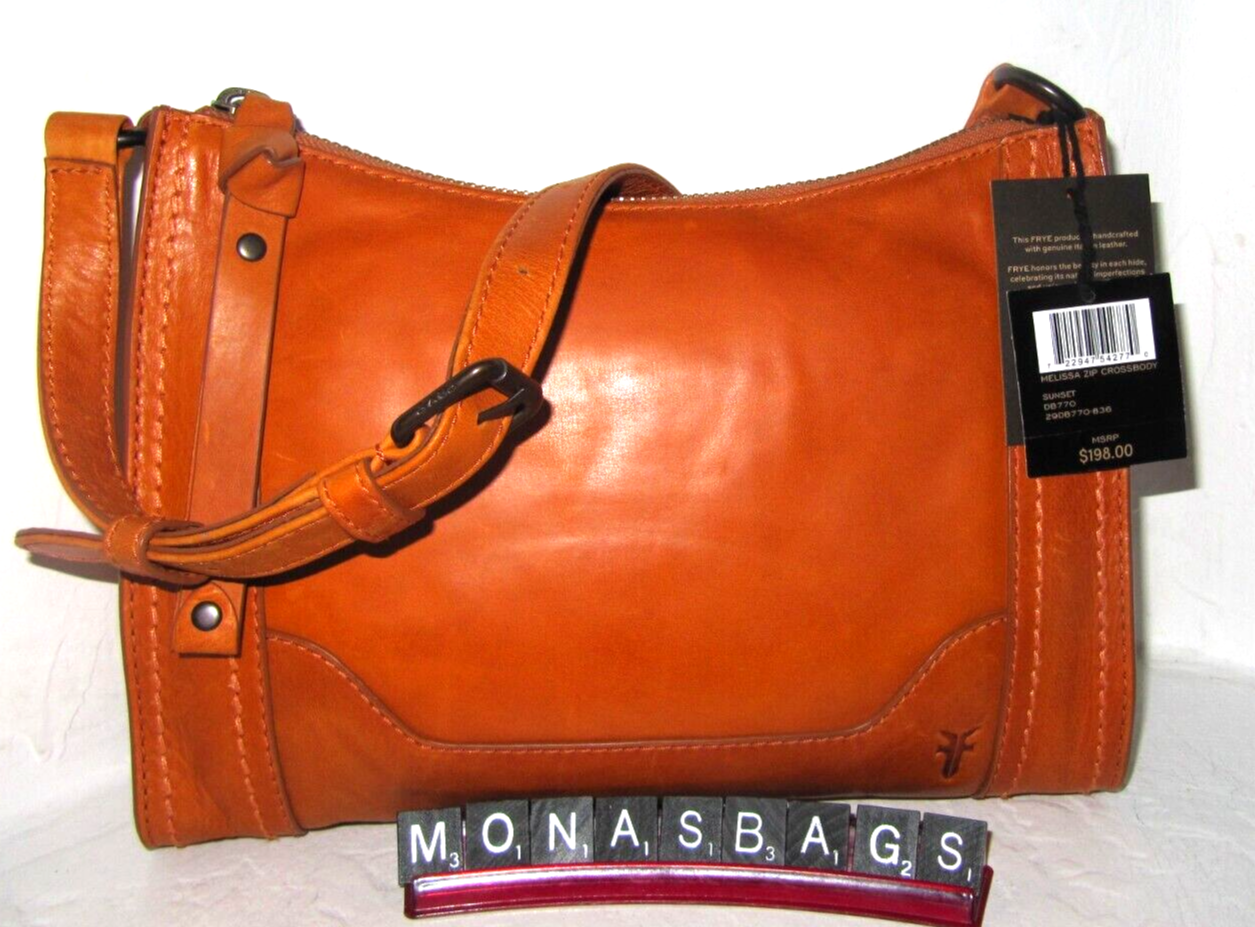 Frye Melissa Sunset Smooth DB770 Leather Top Zip Crossbody Bag NWT 198