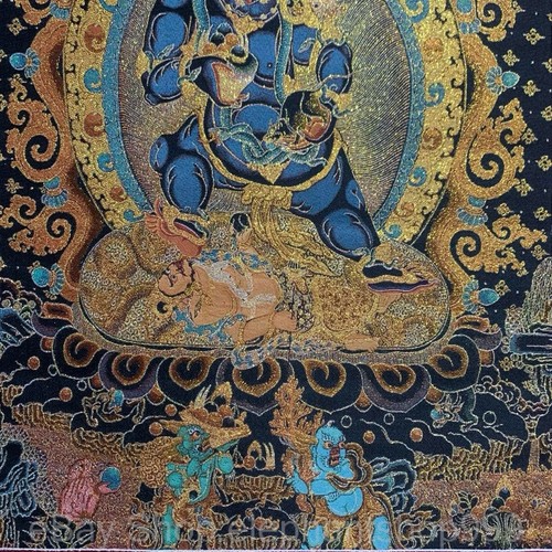 36" Antiguo Budismo Tibetano Seda Bordado Mahakala Iraz Deidad Tangka Thangka - Imagen 4 de 9