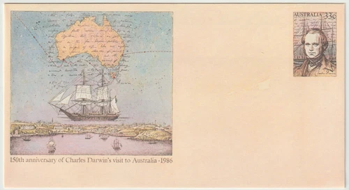 1986 Australia Pre-Stamped Envelope - 150th Charles Darwin - 33 Cent Stamp