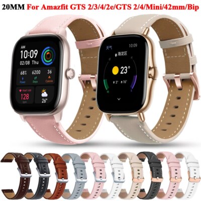 20mm Silikon / Leder Armband Für Amazfit GTS 4 2 Mini 2e Bip U Pro Watch Strap