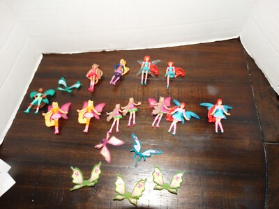 Large Lot Of 12 Winx Dolls Figures+ Cake Toppers Girls xtra Ring Wings Barrettes