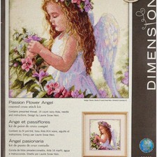 Pion Flower Angel's Serene Stitch Kit - Cross Stitch with 14 Count Ivory Aida, 1
