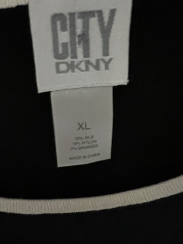 DKNY City Y2K Vintage Black Silk Blend Short Sleeve Sweater Dress Size XL - Picture 2 of 6