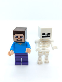 LEGO 21114 Minecraft Lot - Minifigures: Steve, Skeleton & Reddish Brown Cow (min