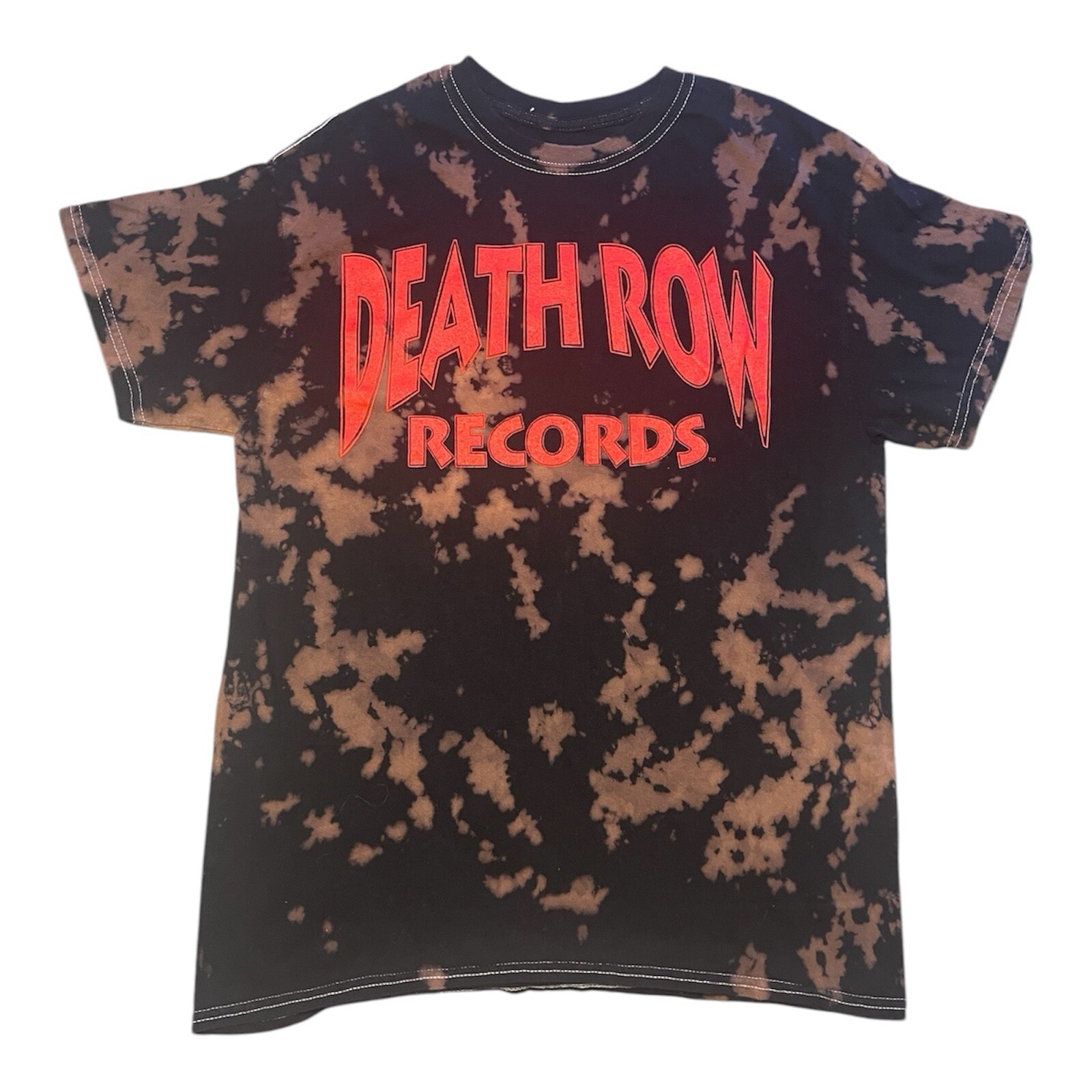 FILA T shirt Death Row Records uomo piccola nera tinta acida manica corta hip hop rap tee
