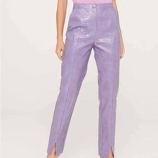 Nasty Gal Y2K Punk Purple Croc Embossed Faux Leather Pants 10