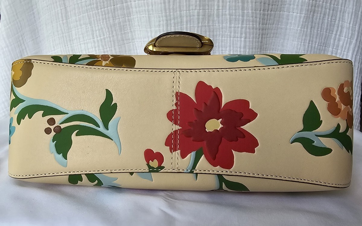 COACH Soft Tabby Shoulder Bag with Floral Bouquet Print - Chalk