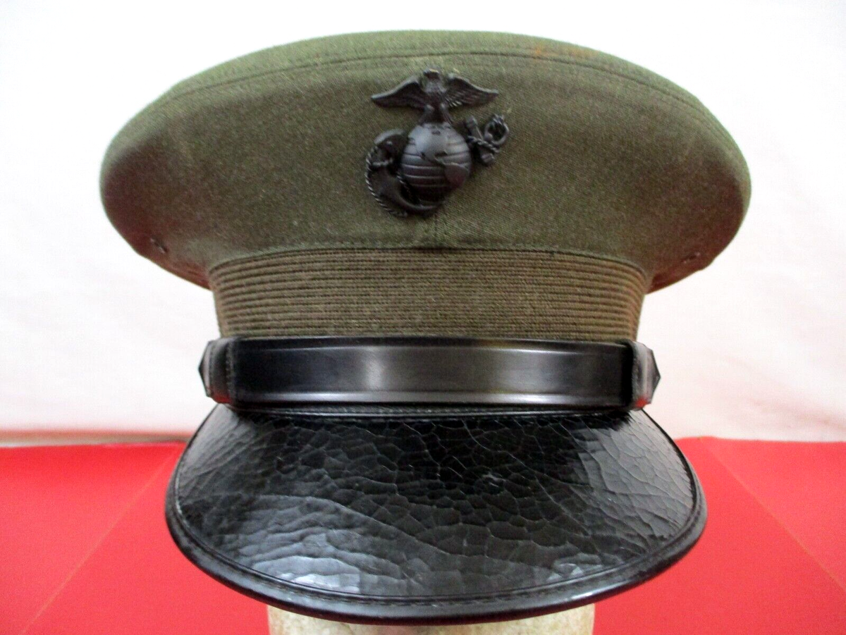Vietnam USMC Officer's Visor Service Cap or Hat w/EGA Device Sz 3/4  NICE