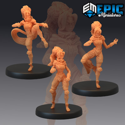 MONK ADVENTURER, Dungeons and Dragons Miniatures, D&D Fantasy Female Fighter
