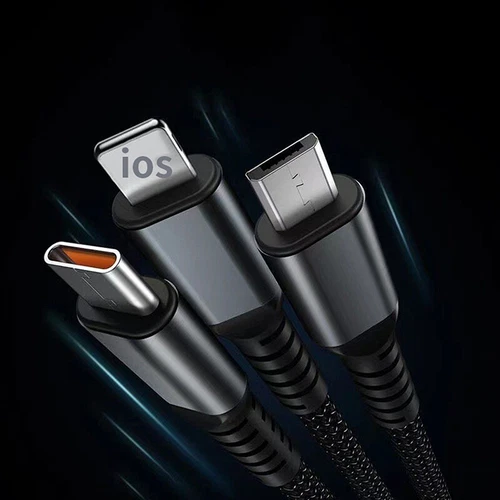 3 in1 Universal Schnellladekabel 100w Kabel Schnelles Multiladegerät Kabel Neu - Bild 7 von 8