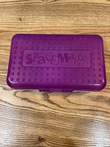 Vintage Spacemaker Pencil Box Purple Frosted Clear Plastic Storage Case ...