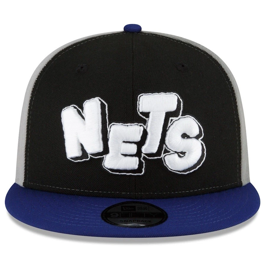 New Era 9FIFTY NBA Brooklyn Nets City Edition Black Navy Mens Snapback Hat Cap - Image 2 of 4