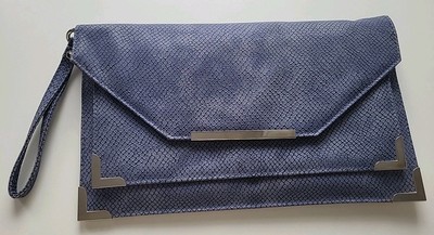 Clutch  veganes Leder Jeansblau Briefumschlag Sportlich Business 