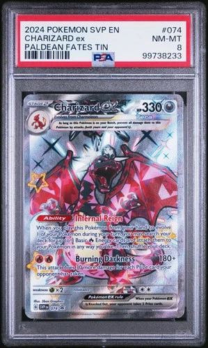 2024 POKEMON SVP EN-SV BLACK STAR PROMO PALDEAN FATES TIN CHARIZARD EX PSA 8