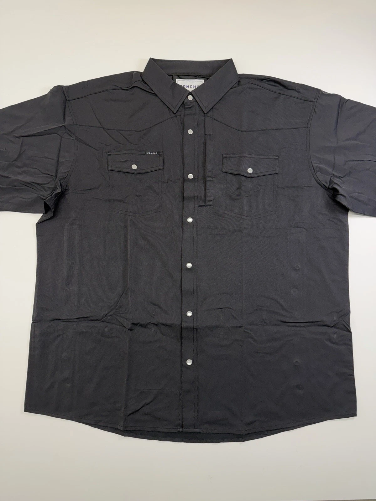 Poncho Men’s Shirt Pearl Snap The Bandera Short Sleeve Black X-Large Reg Fit NWT