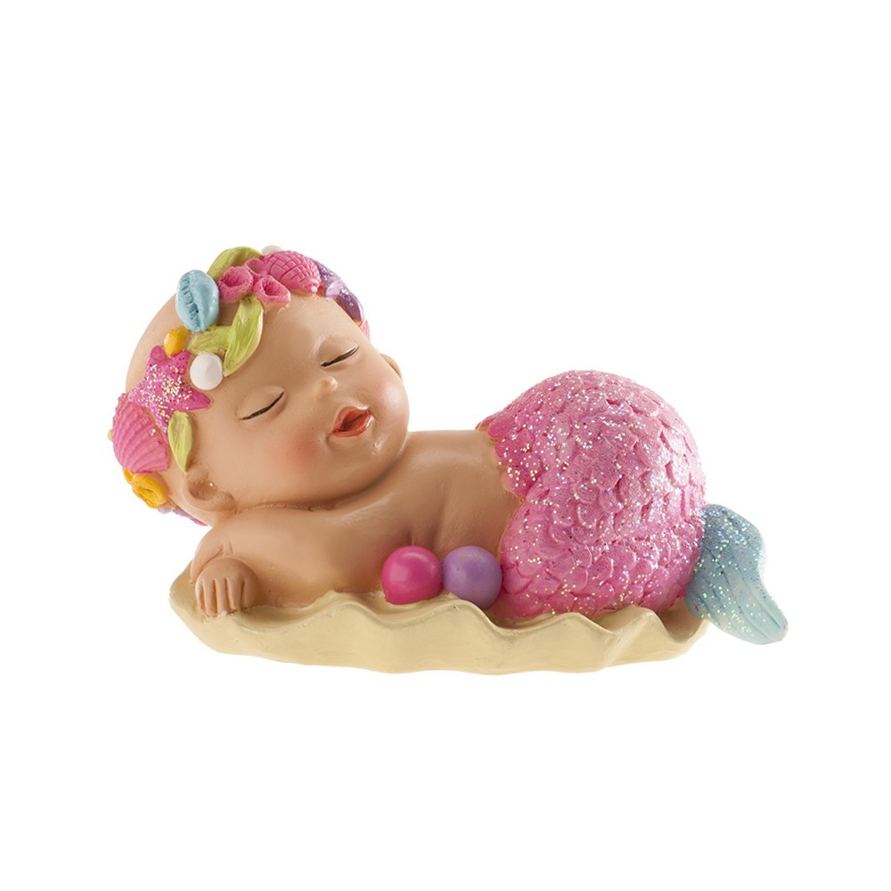 Statuina Topper per Torta in Poliresina Bimba Sirenetta per Battesimo Nascita, 1