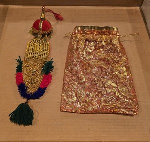 Plastic Nettipattam Ethnic Showpiece with Lord Ganesha and Vishnu Car Hanging