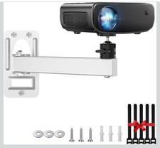 Universal Projector Wall Mount Bracket White Adjustable Extension Arm Swivel