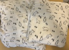 Eddie Bauer Size QUEEN White Animal Tracks Fl...