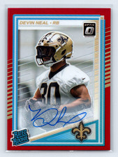 Devin Neal Rookie 2025 Panini Donruss Optic Red Prizm Auto /99 Saints NFL #282